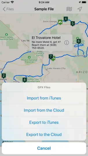 Capture d'écran de Road Trip Planner Viewer sur iPhone 10