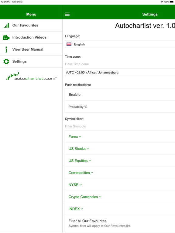 Autochartist iPad screenshot 5 - Finance app