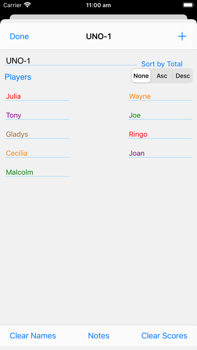 Score Recorder Screenshot