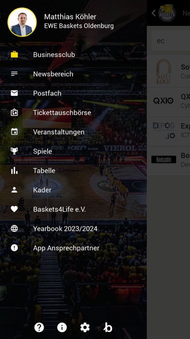 EWE Baskets Business Club Screenshot