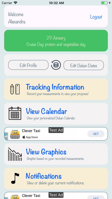 Dukan Calendar - Diet Tracker iPhone screenshot
