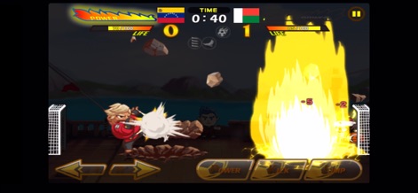 Head Soccer - Unleash a "Unique Special Shot" like this fiery explosion, demonstrating the strategic impact on the opponent's "POWER" bar and overall match dynamics.