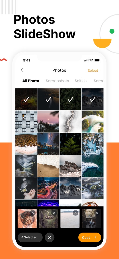 Chromecaster: Get Streaming TV - 사용자는 이 앱을 통해 '여러 장의 사진'을 선택하여 '사진 슬라이드쇼'로 TV에 캐스팅하여 소중한 추억을 함께 공유할 수 있습니다.