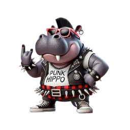 Punk Hippo Stickers
