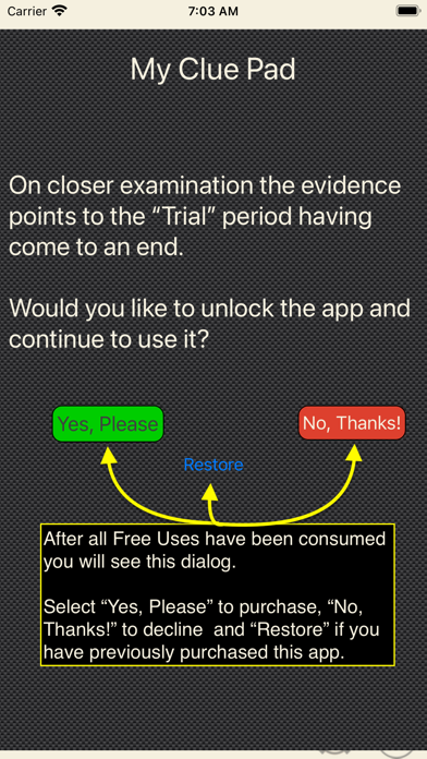 My Clue Pad Screenshot