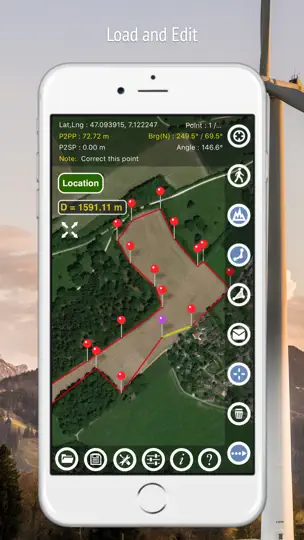 Screenshot von Planimeter GPS Flächen Rechner auf dem iPhone 7