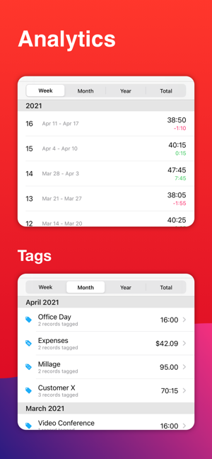 ‎WorkTimes - Hours Tracker Screenshot