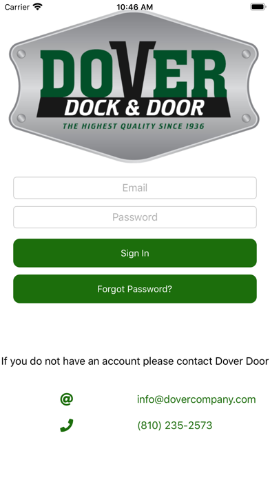 Dover Doors iPhone screenshot 1 - Utilities app