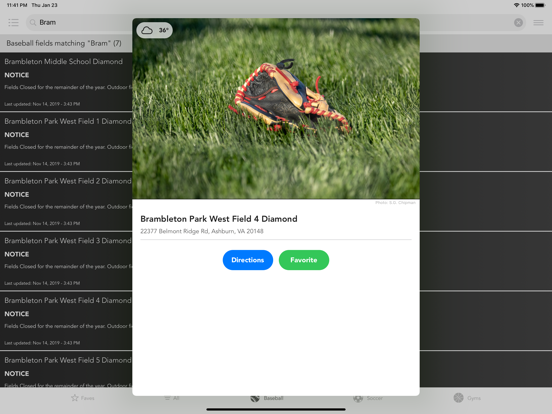 Field Status iPad screenshot 1 - Sports app