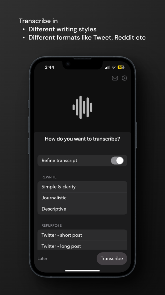 #2. Audio Writer - Transcript AI (iOS) Podle: Pradeep Burugu