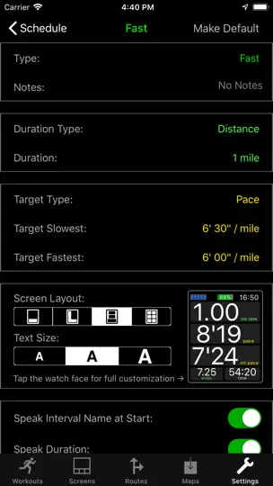 Captura de pantalla de WorkOutDoors en iPhone 9