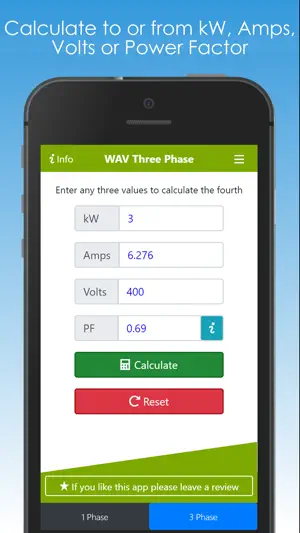 Watts Amps Volts Calculator screenshot 2