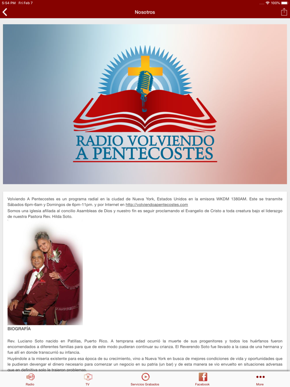 Radio Volviendo a Pentecostés iPad screenshot 4 - Lifestyle app