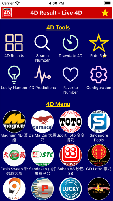 4D Results Toto 4D History Screenshot