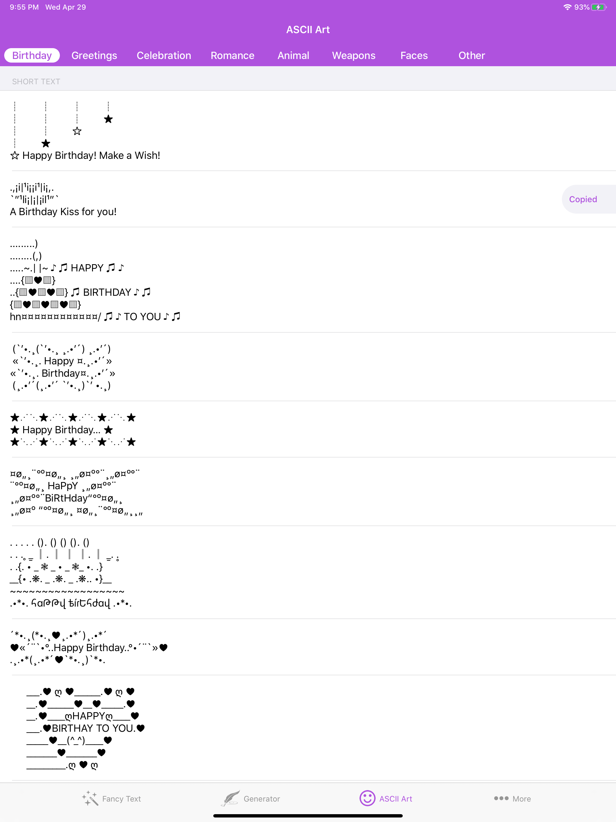 Fancy Text Symbols