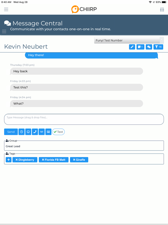 Chiirp Mobile iPad screenshot 2 - Business app