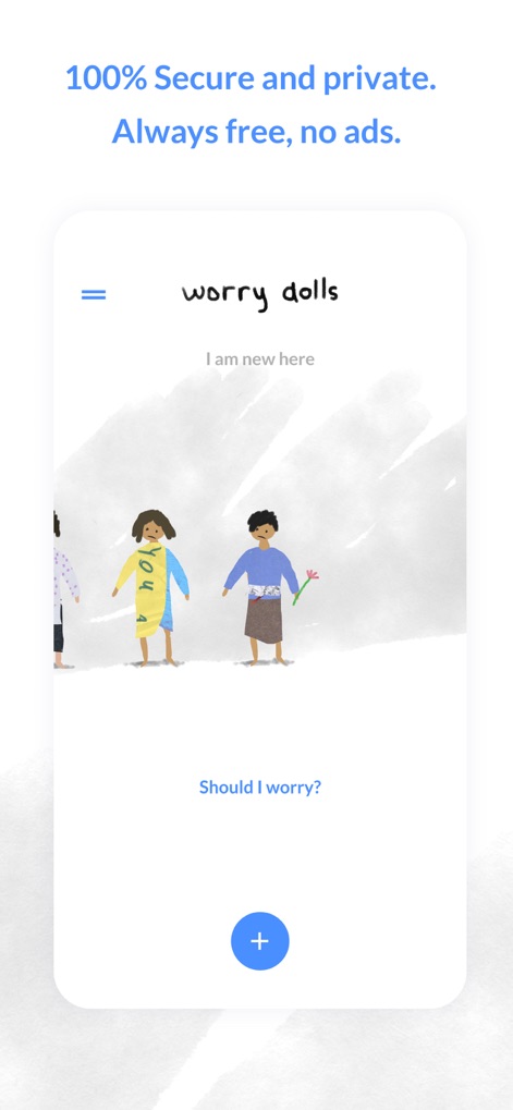 Worrydolls - This tool offers a secure and private space for users, featuring a welcoming "I am new here" prompt and a comforting worrydoll holding a flower.