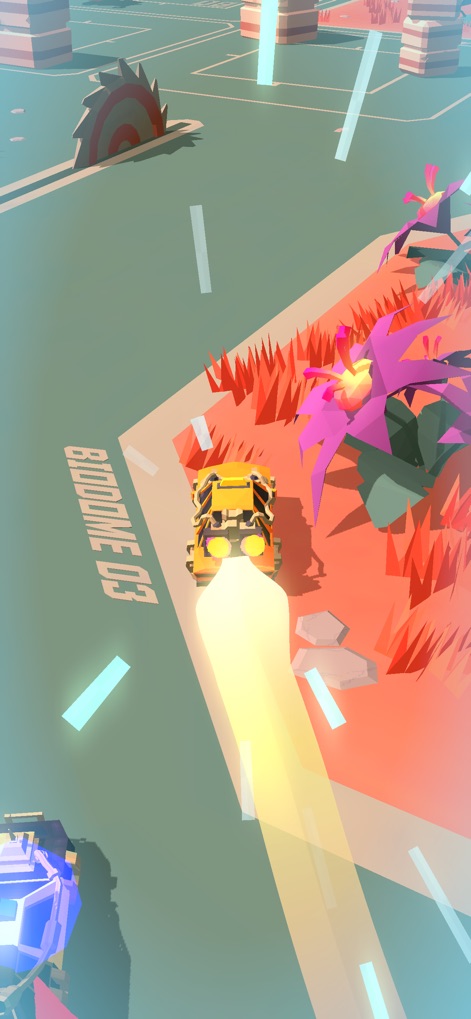 PAKO Forever - Los usuarios se sumergen en un entorno vívido, adornado con una flora exótica de tonos rosas y rojos, mientras evitan obstáculos letales como la sierra giratoria gigante que presenta un reto constante.