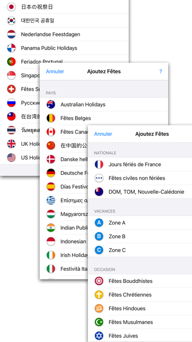Jours fériés, fêtes, vacances Screenshot