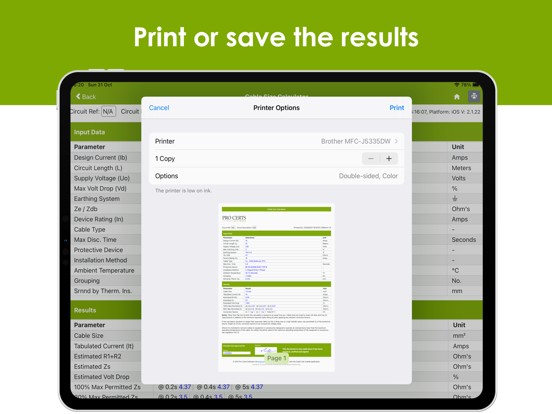 Cable Calc iPad app afbeelding 7