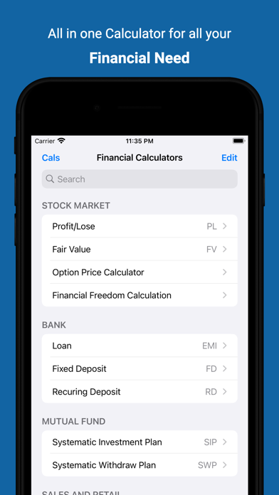 Financial Calculator EMI, SIP Screenshot