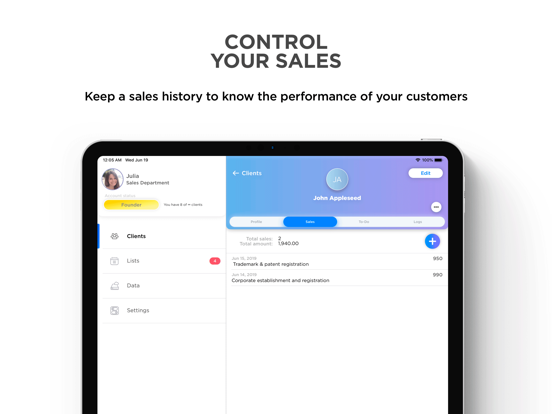 Clients: Your Client Book, CRM iPad screenshot 4 - Business app
