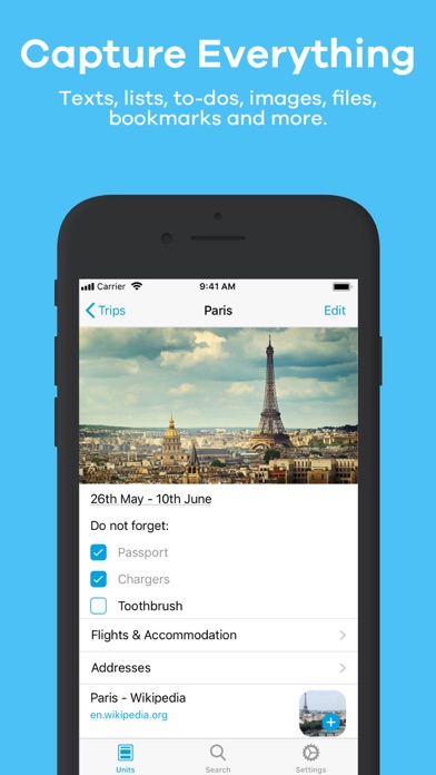 Screenshot #1 pour Unit: Notes, Tâches, Listes