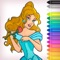 Do you like coloring and painting princess drawings