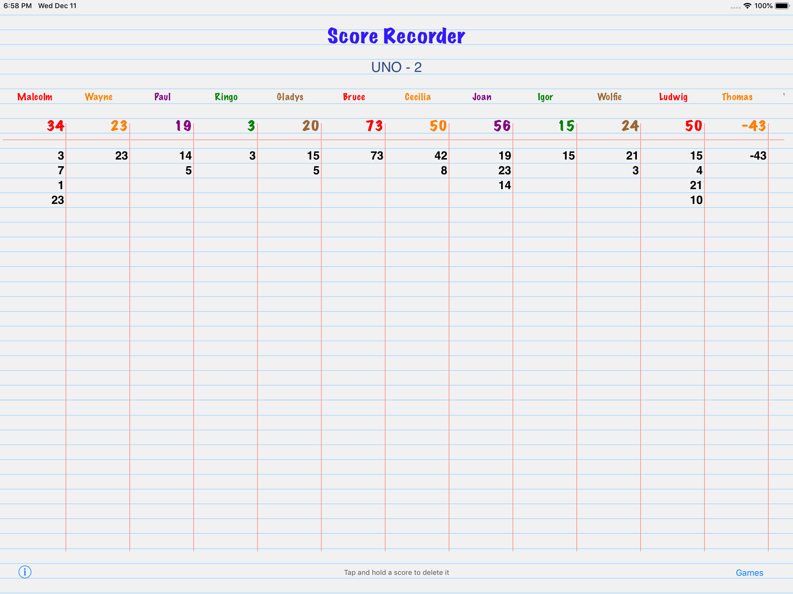 Score Recorder