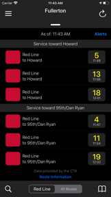 Transit Stop: CTA Tracker. screenshot
