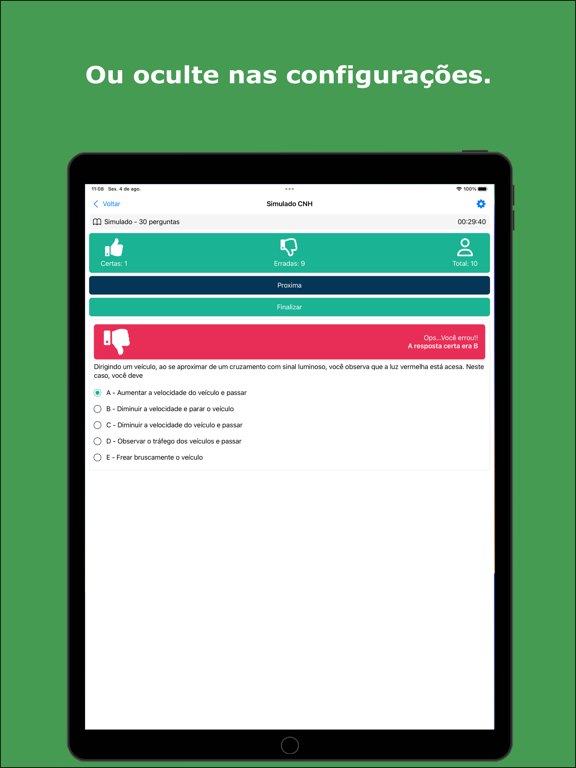 Simulado Provas CNH iPad screenshot 4 - Education app