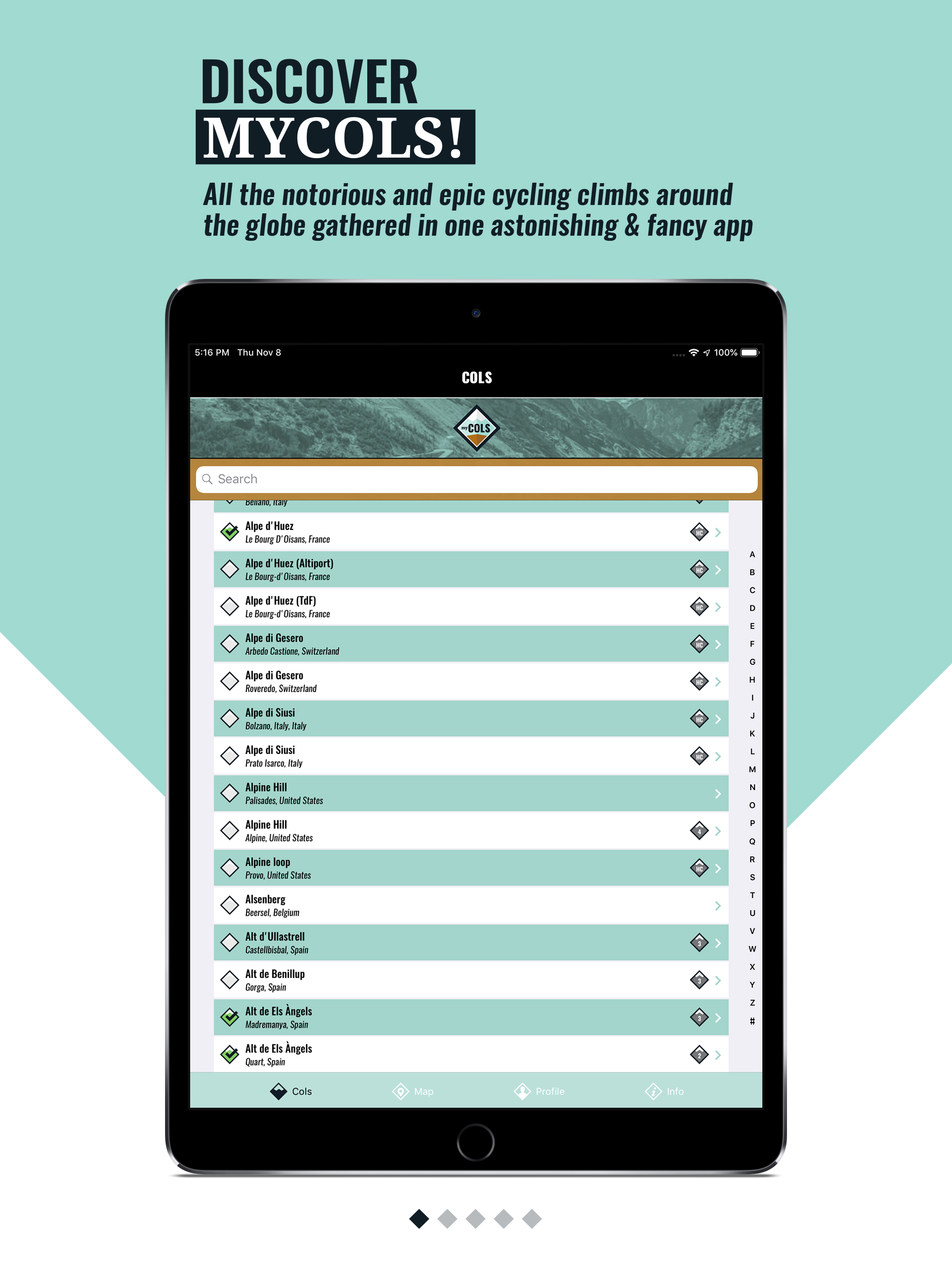 myCols - your cycling climbs