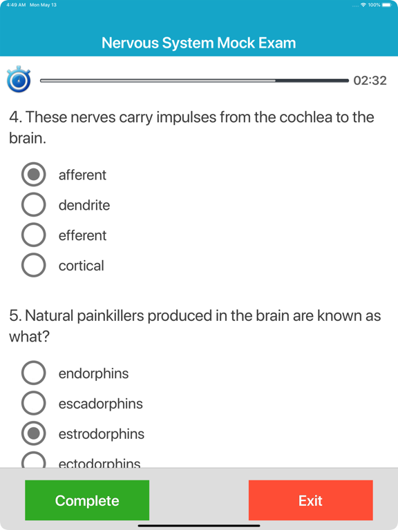 Nervous System Quizzes iPad screenshot