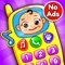 Entertain your baby for hours with "Baby Games - Piano, Baby Phone, First Words", a fun, simple, colorful, and FREE educational phone game designed with kids and toddlers in mind