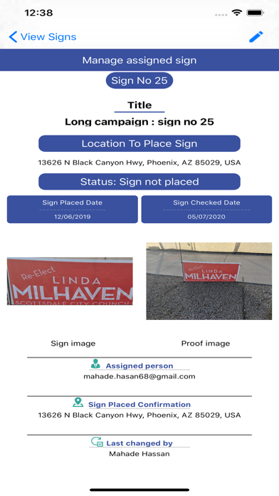 Political Sign Manager iPhone screenshot