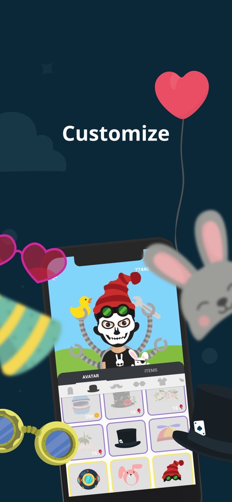 Wolvesville - ユーザーが自身の個性を表現できるアバターカスタマイズ画面が表示され、豊富なアイテムオプションと、ユニークなアバターのプレビューが確認できます。