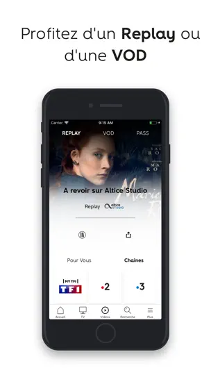 Capture d'écran de SFR TV sur iPhone 5