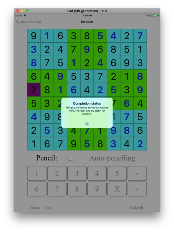John’s Sudoku :) iPad screenshot