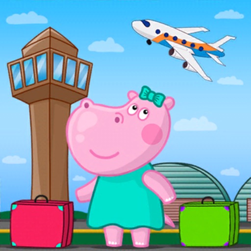 Hippo in Airport: Fun travel icon