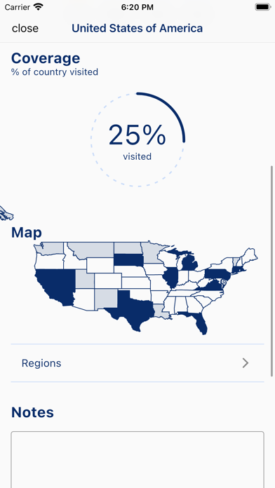 Visited: Travel Planner & Map Screenshot