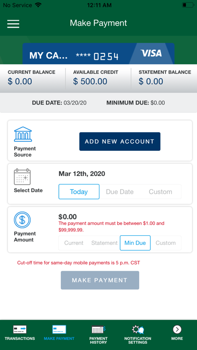 Arbor Financial Card Control Screenshot