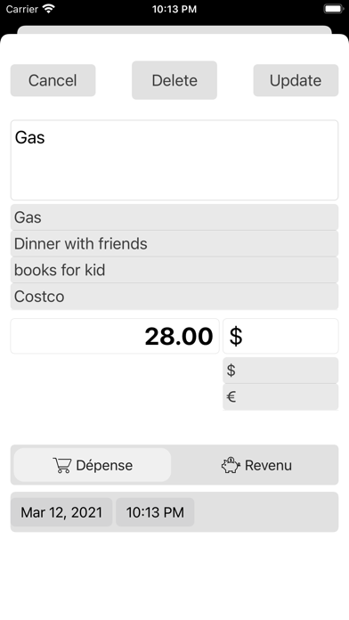 Expense,multi currency/account Screenshot