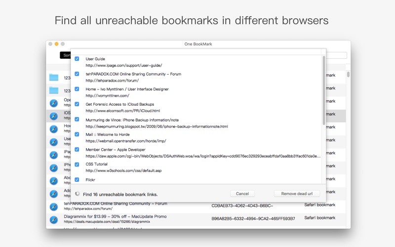 One Bookmark Screenshot