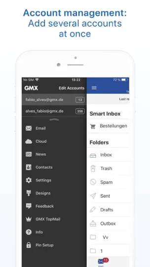 Screenshot von GMX - Mail, Cloud & News auf dem iPhone 4