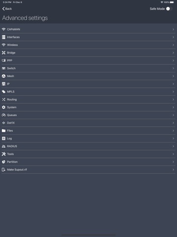 MikroTik iPad screenshot
