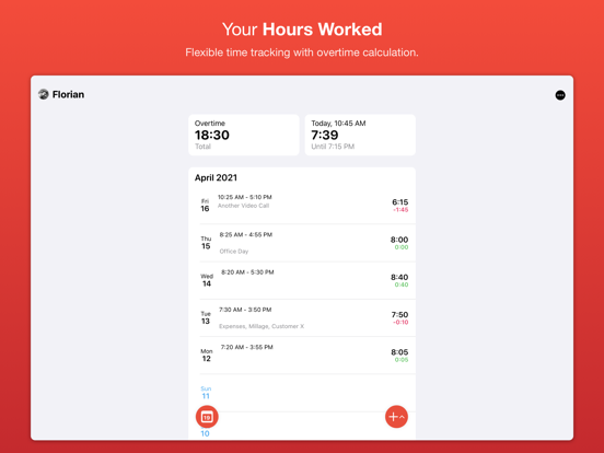 WorkTimes - Hours Tracker iPad app afbeelding 1