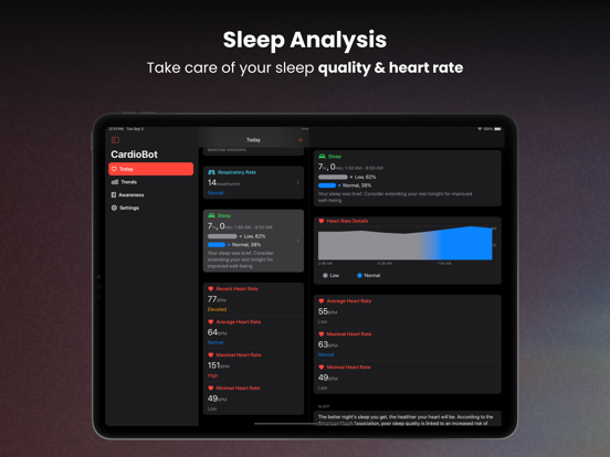 CardioBot: Heart Rate Monitor iPad app afbeelding 8