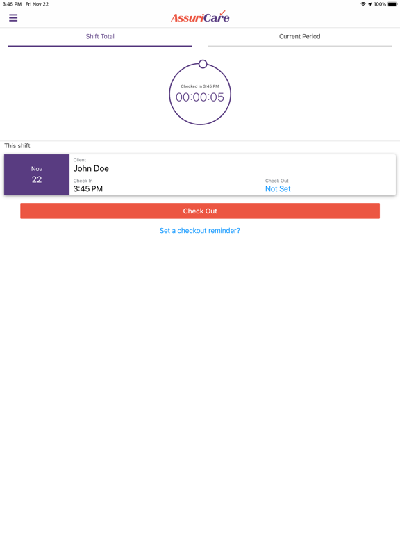 AssuriCare Caregiver iPad screenshot