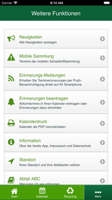 Awido Abfall-App Screenshot