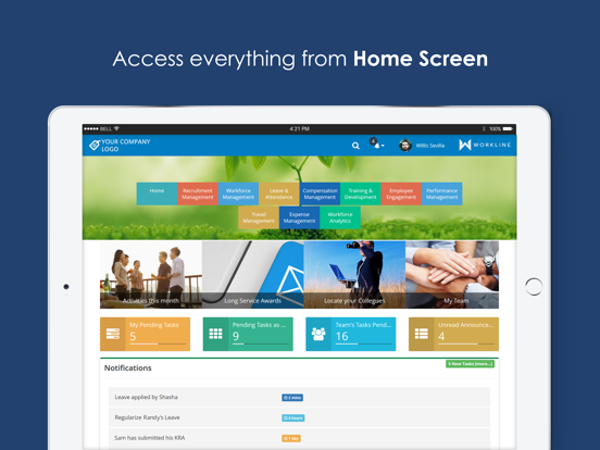 Workline iPad screenshot 1 - Business app